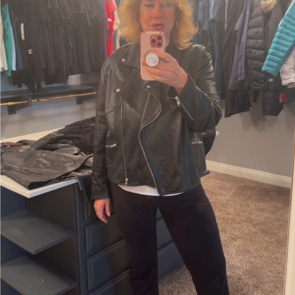 New!  Sejour Black Leather Moto Jacket